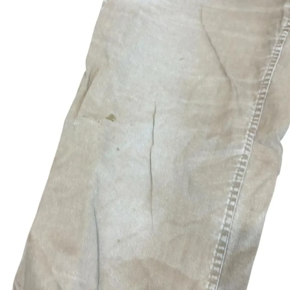 L.L.Bean tan & cream cotton pants with plaid lining, size L